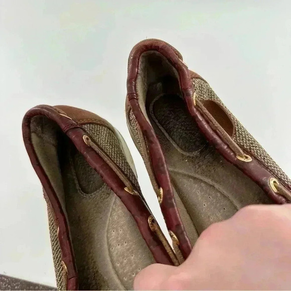 Sperry womens flats size 8 brown leather anchor embossed nautical boat shoes - Picture 10 of 12